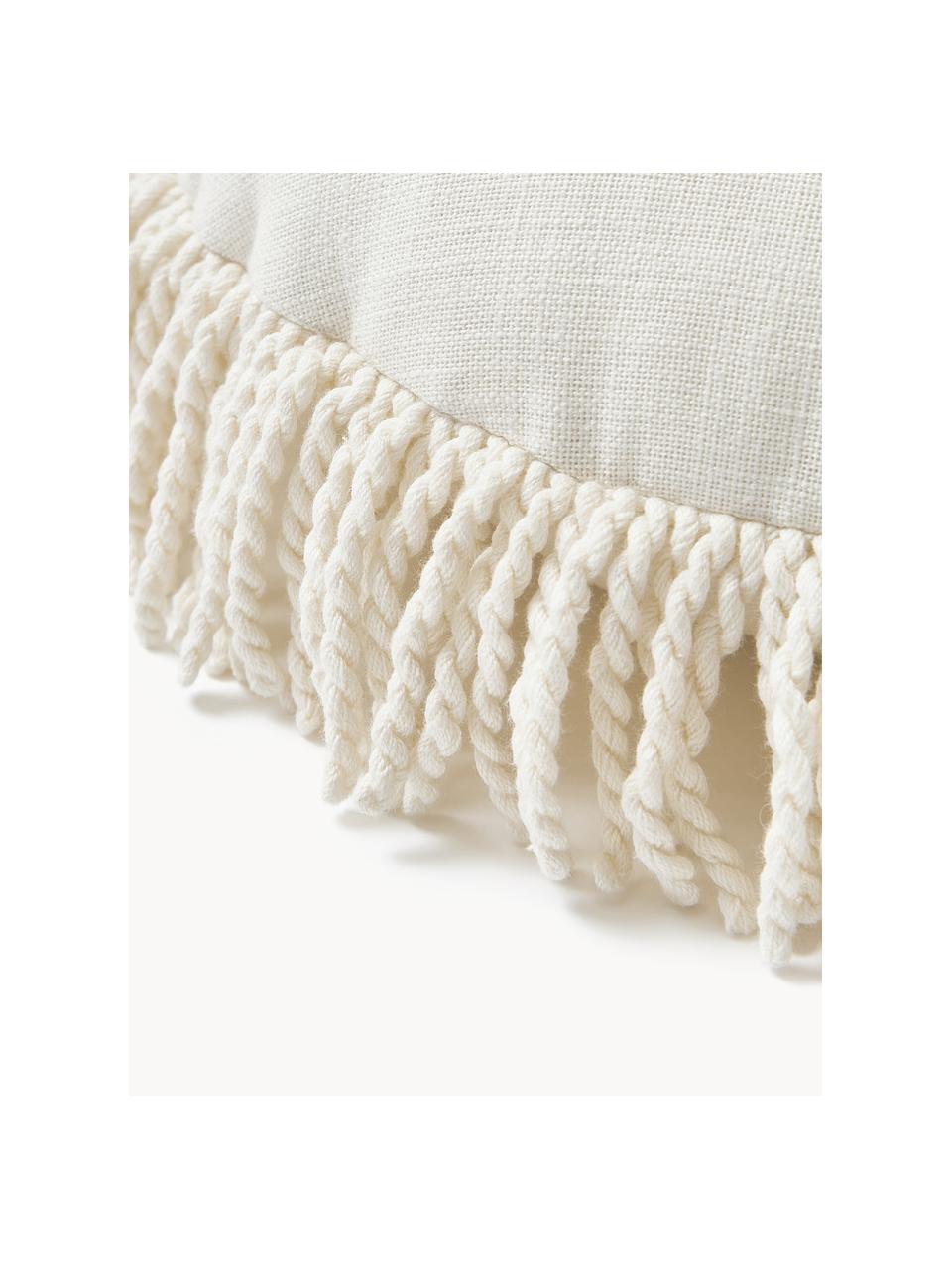 Cuscino rotondo con frange Nedda, Rivestimento: 100% cotone, Beige chiaro, Ø 35 cm