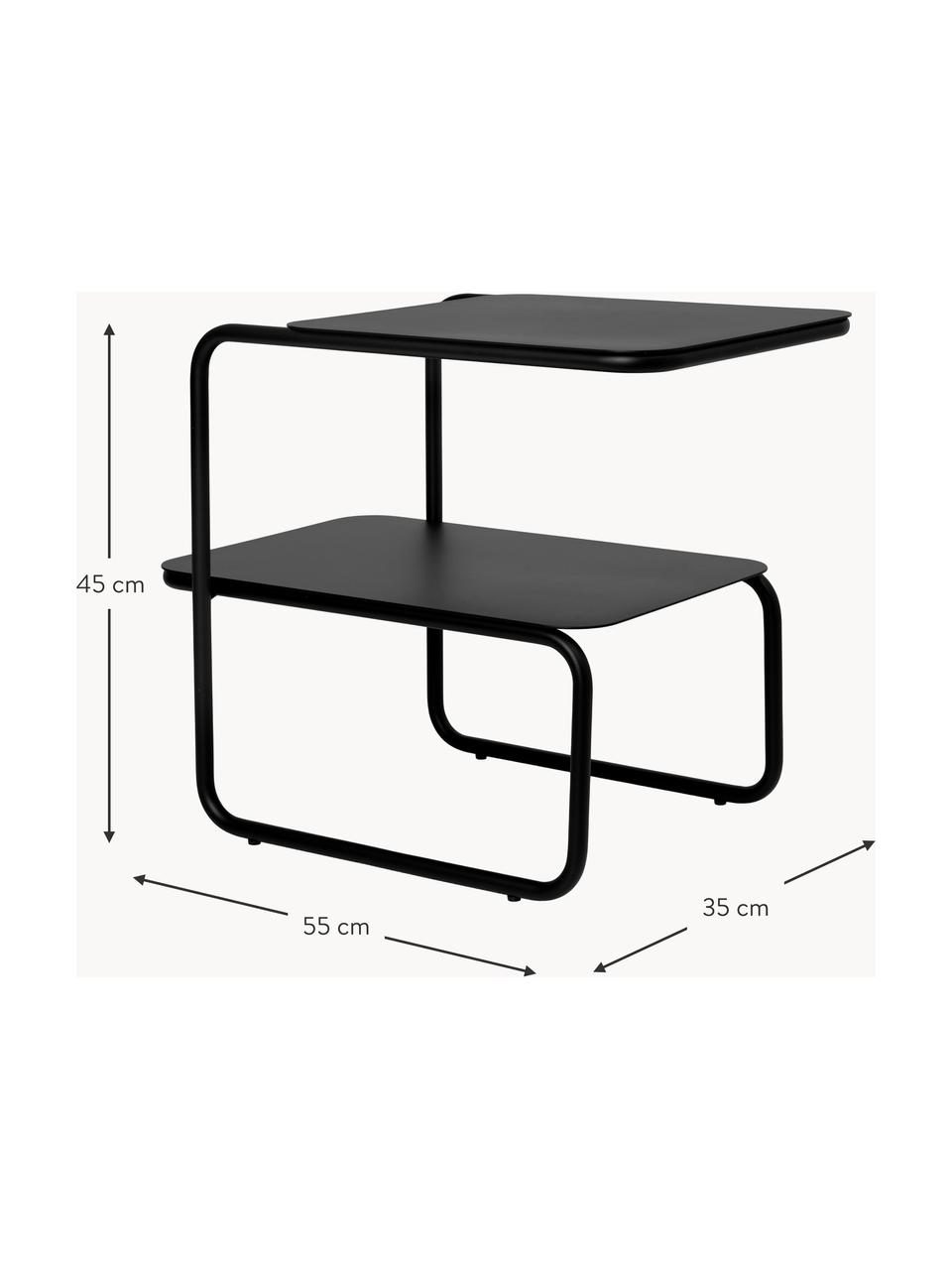 Beistelltisch Level mit zwei Ebenen, Stahl, pulverbeschichtet, Schwarz, matt, B 55 x H 45 cm