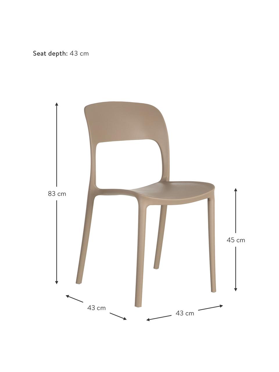 Krzesło z tworzywa sztucznego Valeria, Tworzywo sztuczne (PP), Beżowy, S 43 x G 43 cm