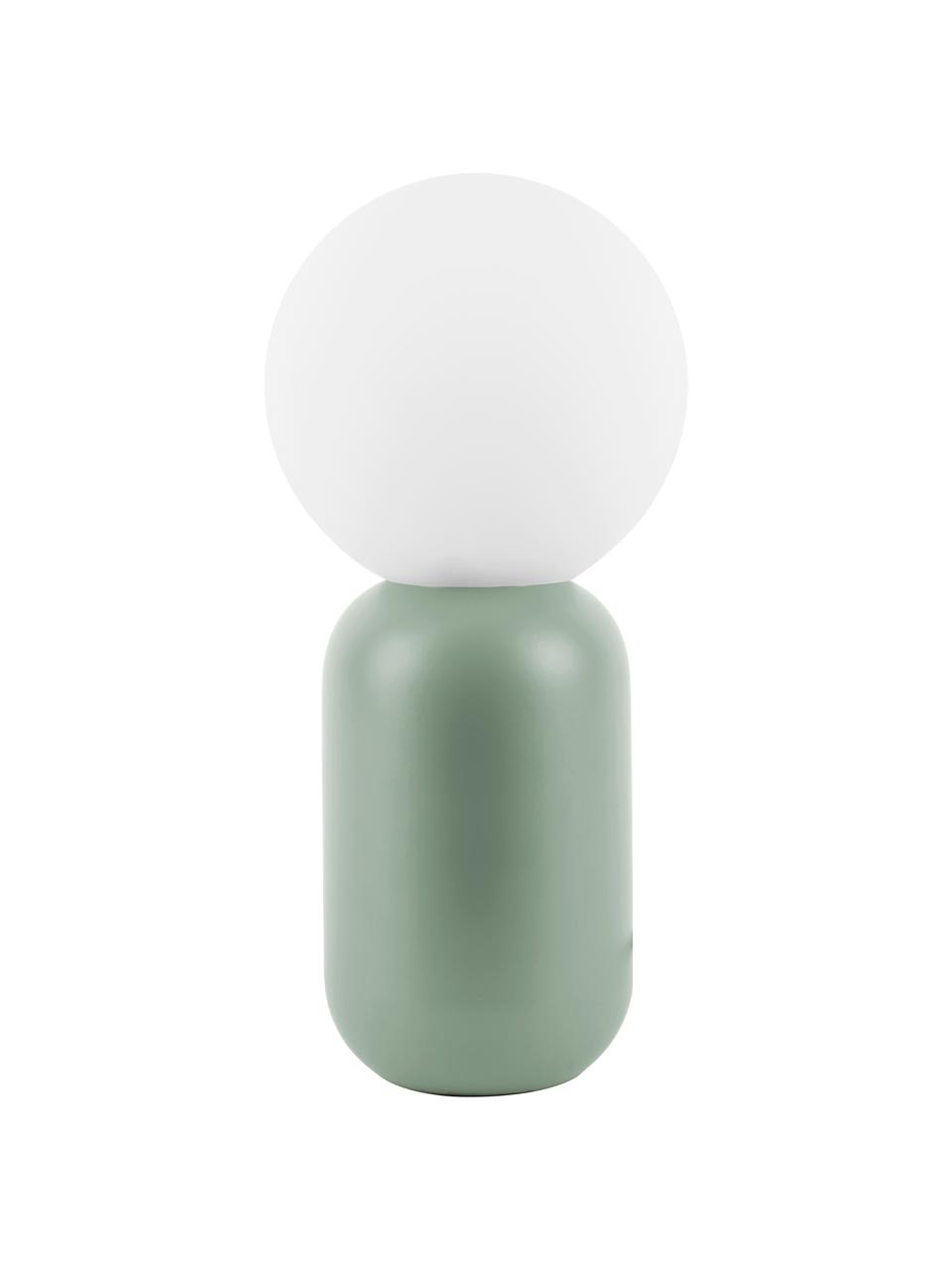 Lámpara de mesa pequeña de vidrio opalino Gala, Pantalla: vidrio opalino, Cable: cubierto en tela, Verde, blanco, Ø 15 x Al 32 cm