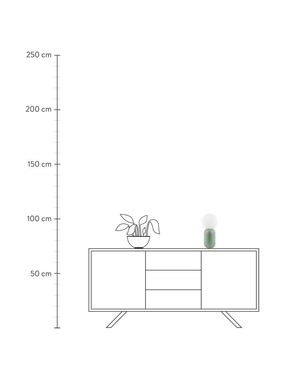 Klein nachtlampje Gala van opaalglas, Lampenkap: opaalglas, Lampvoet: gecoat metaal, Groen, wit, Ø 15 x H 32 cm