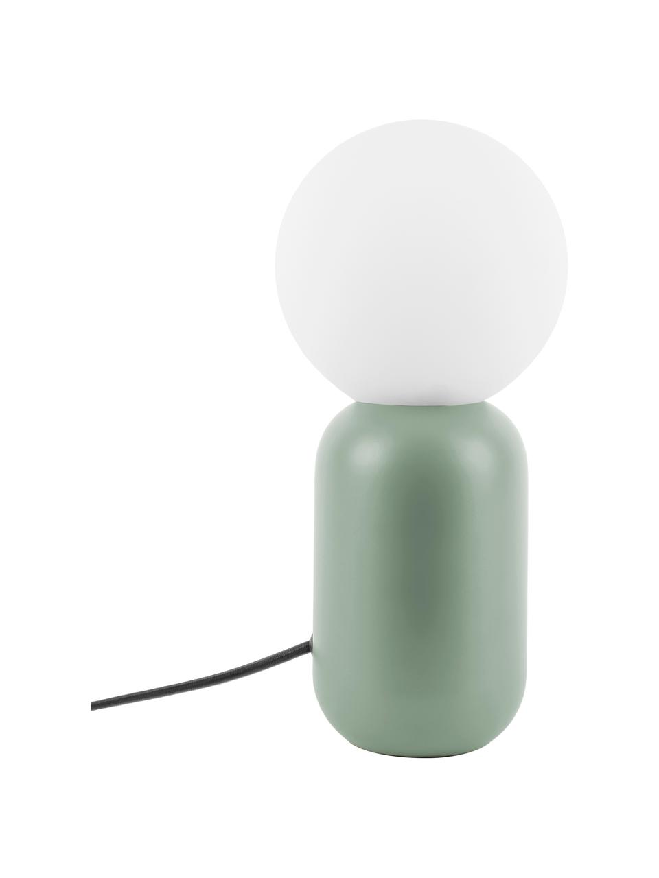 Lámpara de mesa pequeña de vidrio opalino Gala, Pantalla: vidrio opalino, Cable: cubierto en tela, Verde, blanco, Ø 15 x Al 32 cm