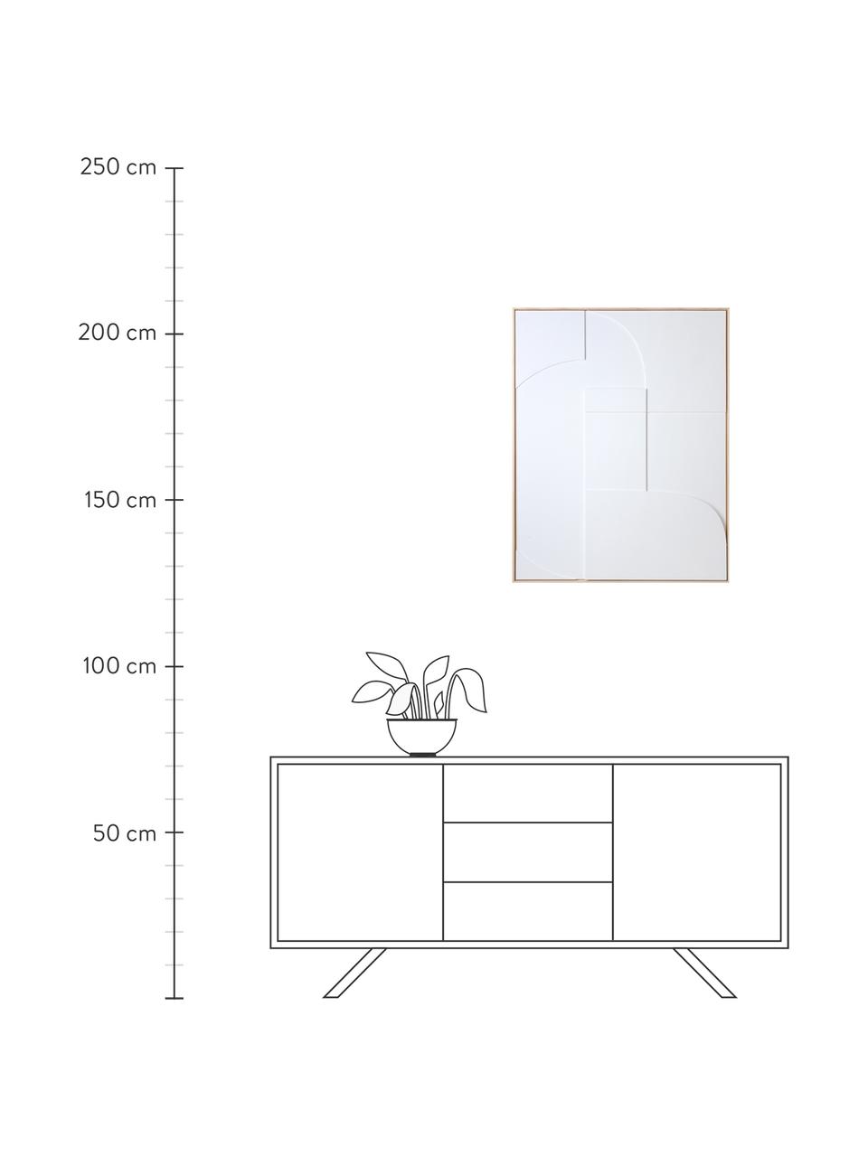 Décoration murale tableau en relief Amido, Blanc, bois clair, larg. 63 x haut. 83 cm