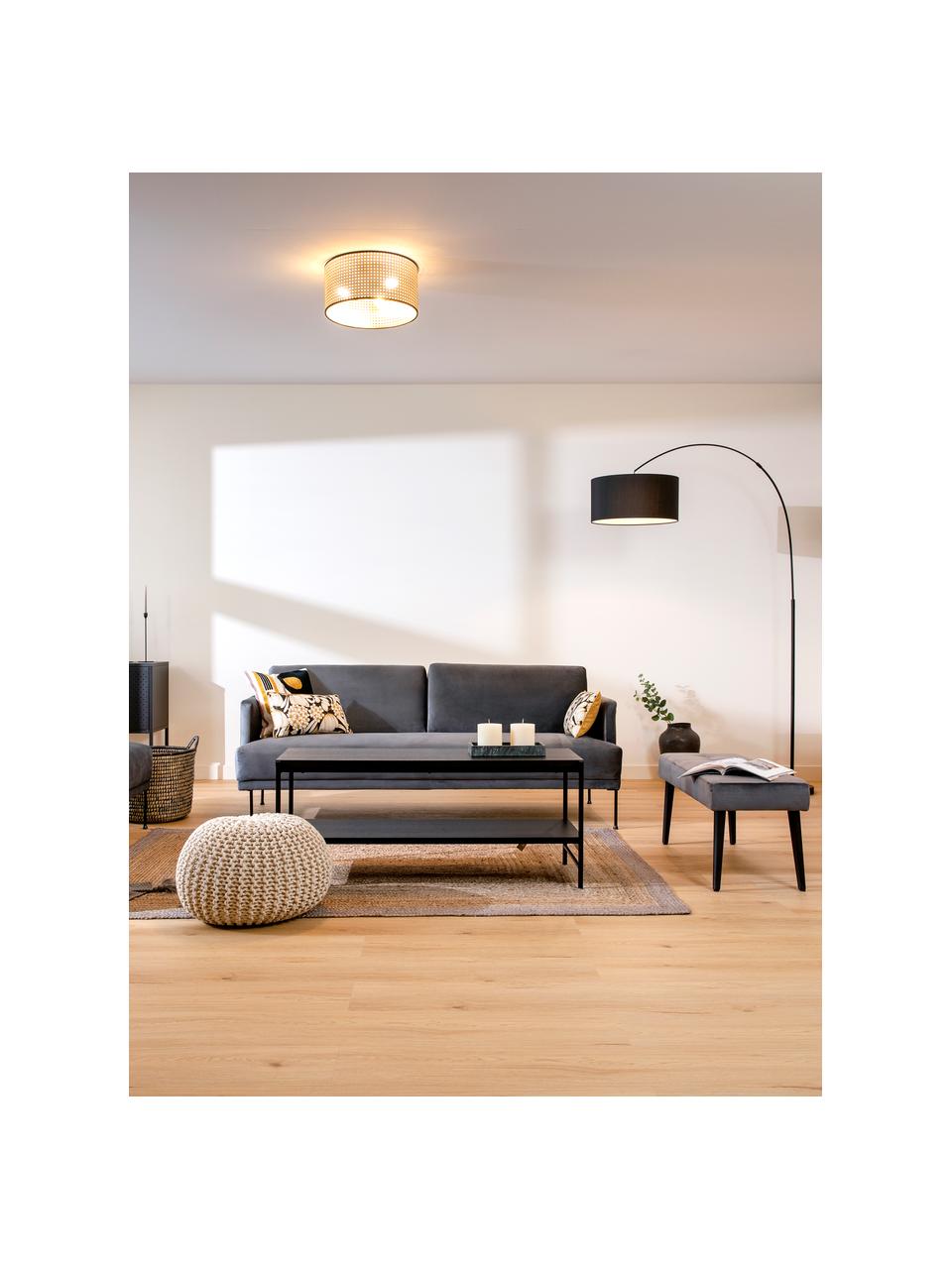 Stropní svítidlo z vídeňské pleteniny Vienna, Světle hnědá, černá, ∅ 40 cm, V 20 cm