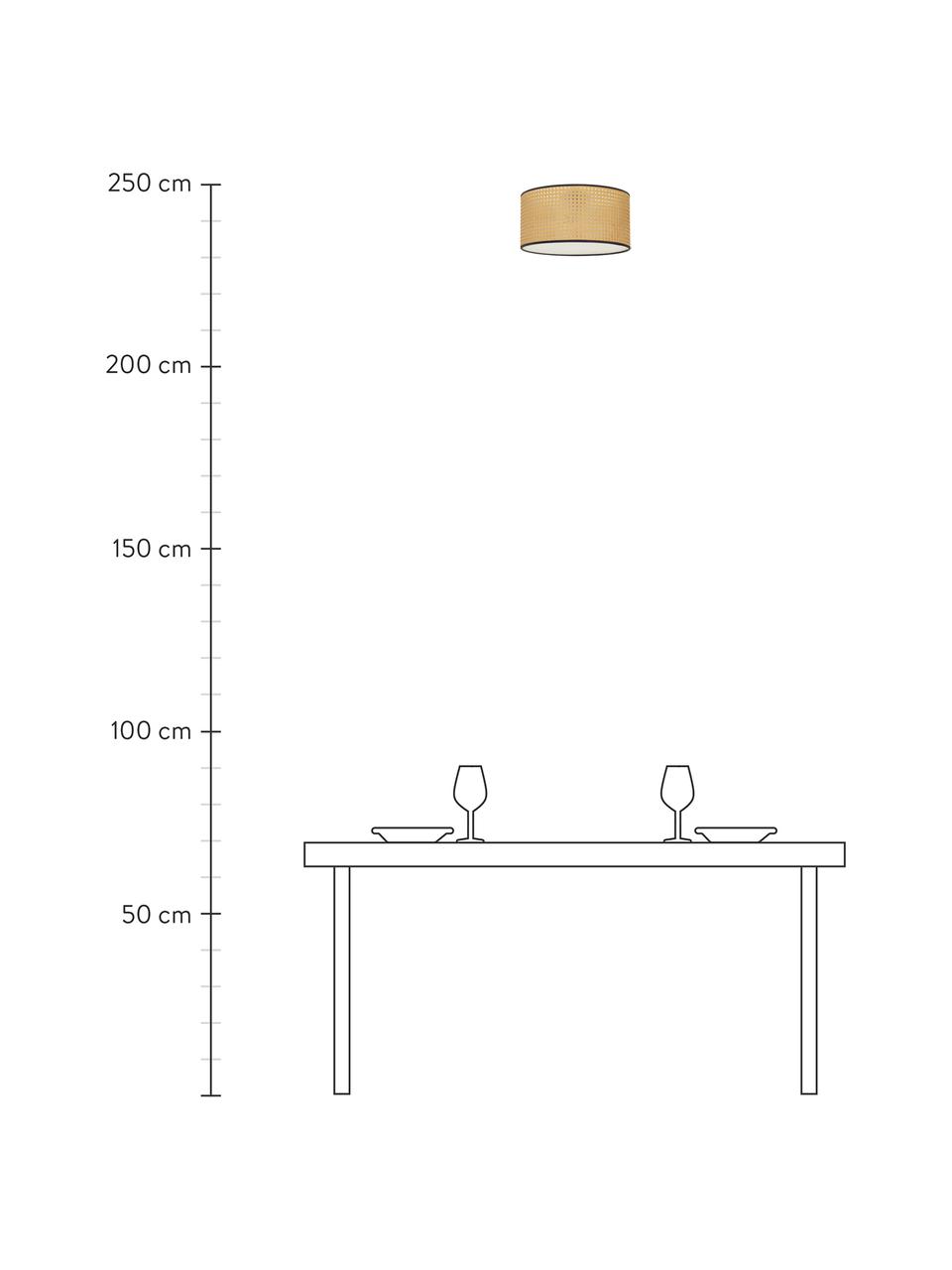 Stropní svítidlo z vídeňské pleteniny Vienna, Světle hnědá, černá, ∅ 40 cm, V 20 cm