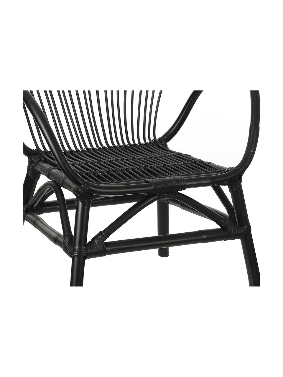 Rotan fauteuil Martino, Gelakte rotan, Zwart, B 67 x D 68 cm