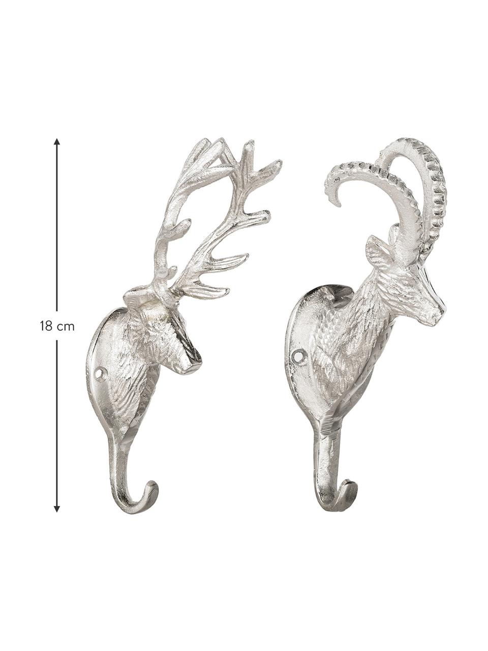 Wandhaken-Set Jupiter, 2-tlg., Aluminium, vernickelt, Nickelfarben, H 18 cm