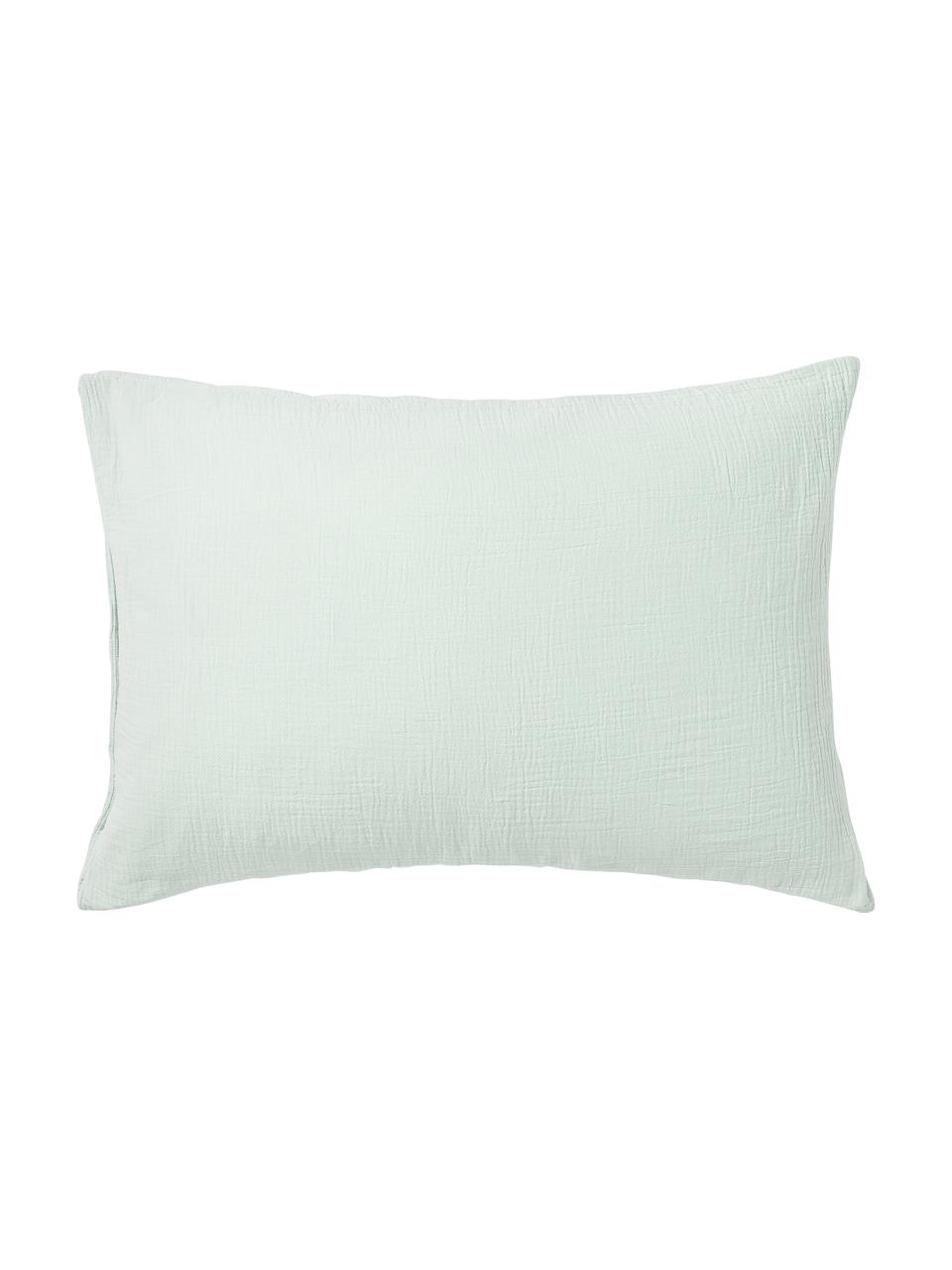 Funda de almohada de muselina Odile, Verde salvia, An 45 x L 110 cm