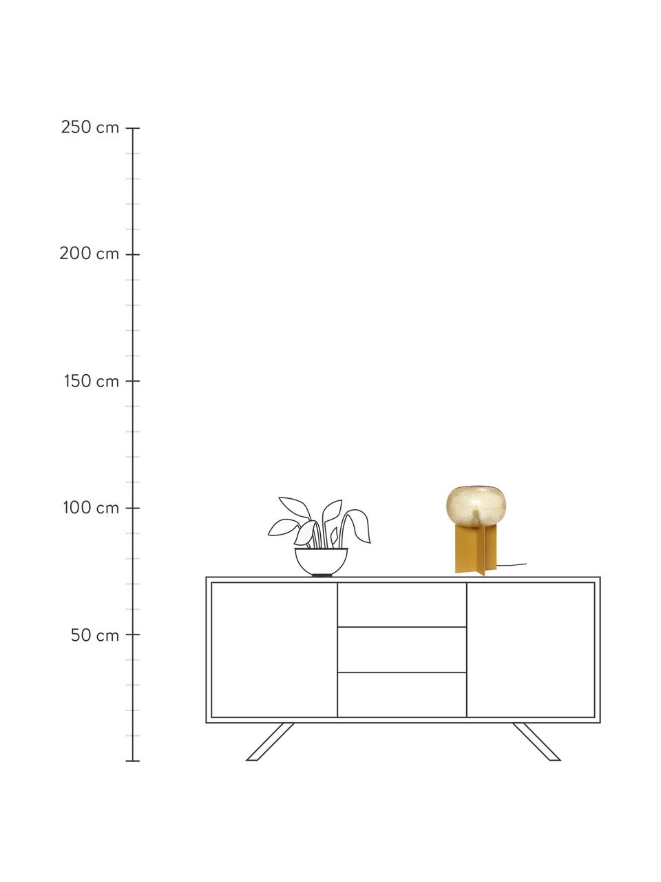 Design tafellamp Podium van glas, Lampenkap: glas, Frame: gecoat metaal, Goudkleurig, okergeel, Ø 25 x H 36 cm