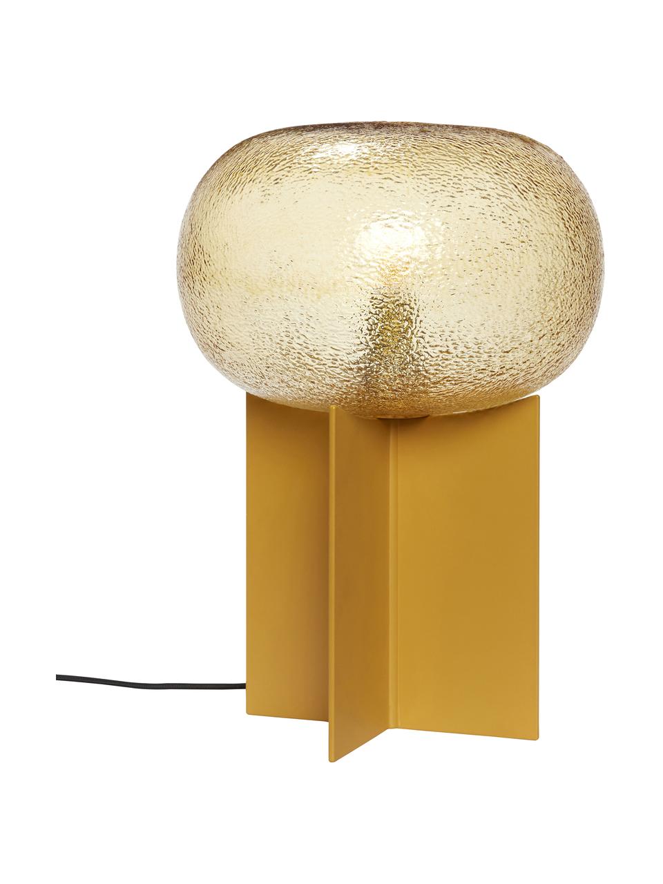 Lampa stołowa ze szkła Podium, Stelaż: metal powlekany, Odcienie złotego, ochrowy, Ø 25 x W 36 cm