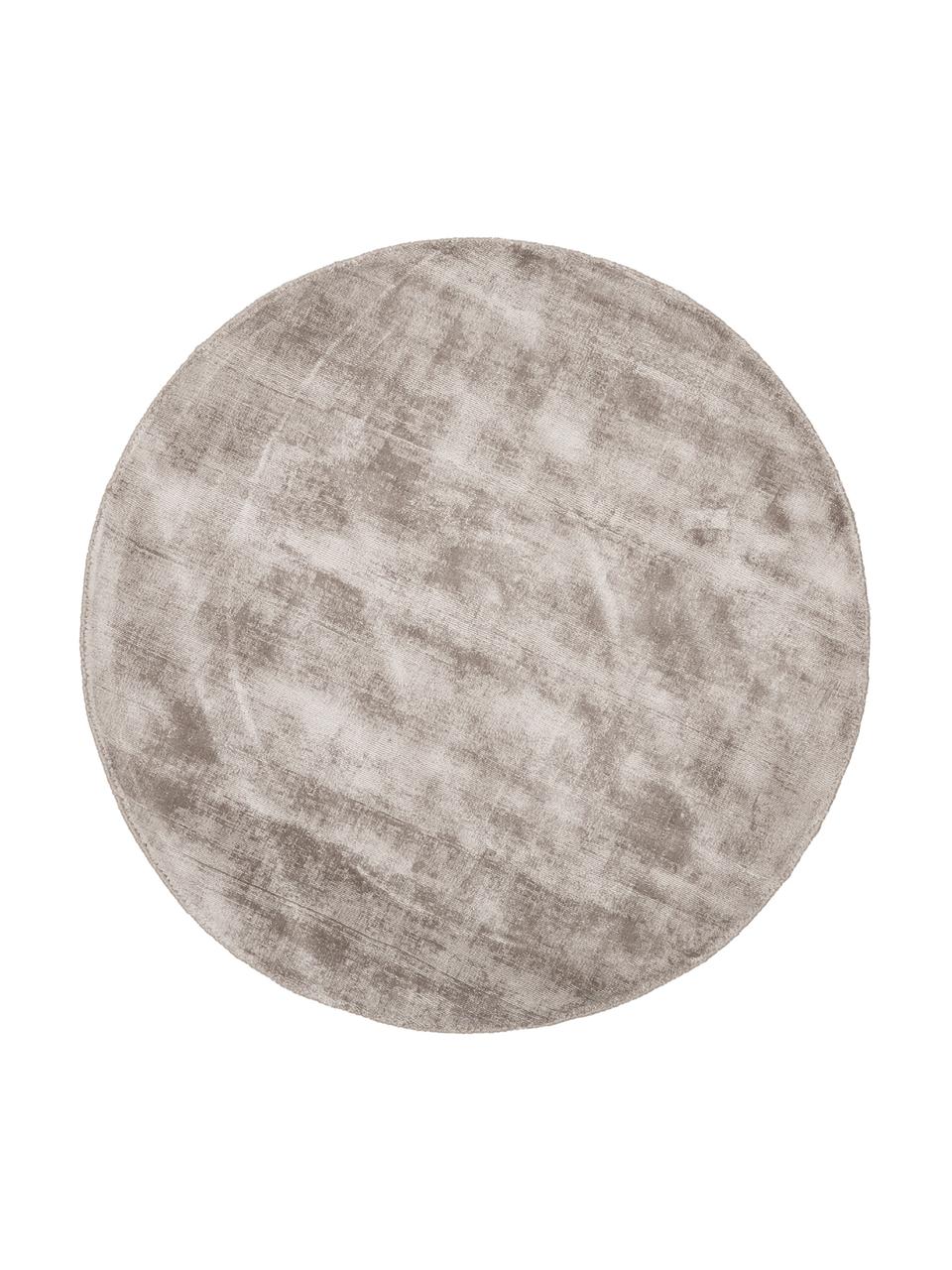 Tappeto rotondo in viscosa color taupe tessuto a mano Jane, Retro: 100% cotone, Taupe, Ø 250 cm (taglia XL)