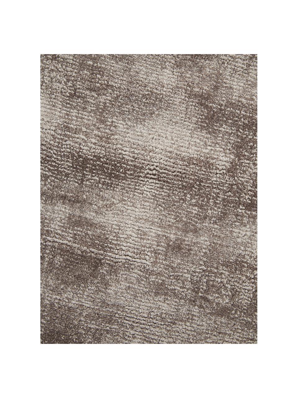 Rond viscose vloerkleed Jane, handgeweven, Bovenzijde: 100% viscose, Onderzijde: 100% katoen, Taupe, Ø 250 cm (maat XL)