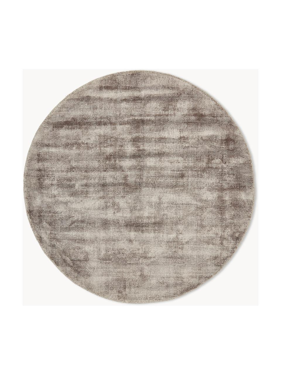 Rond viscose vloerkleed Jane, handgeweven, Bovenzijde: 100% viscose, Onderzijde: 100% katoen, Taupe, Ø 250 cm (maat XL)