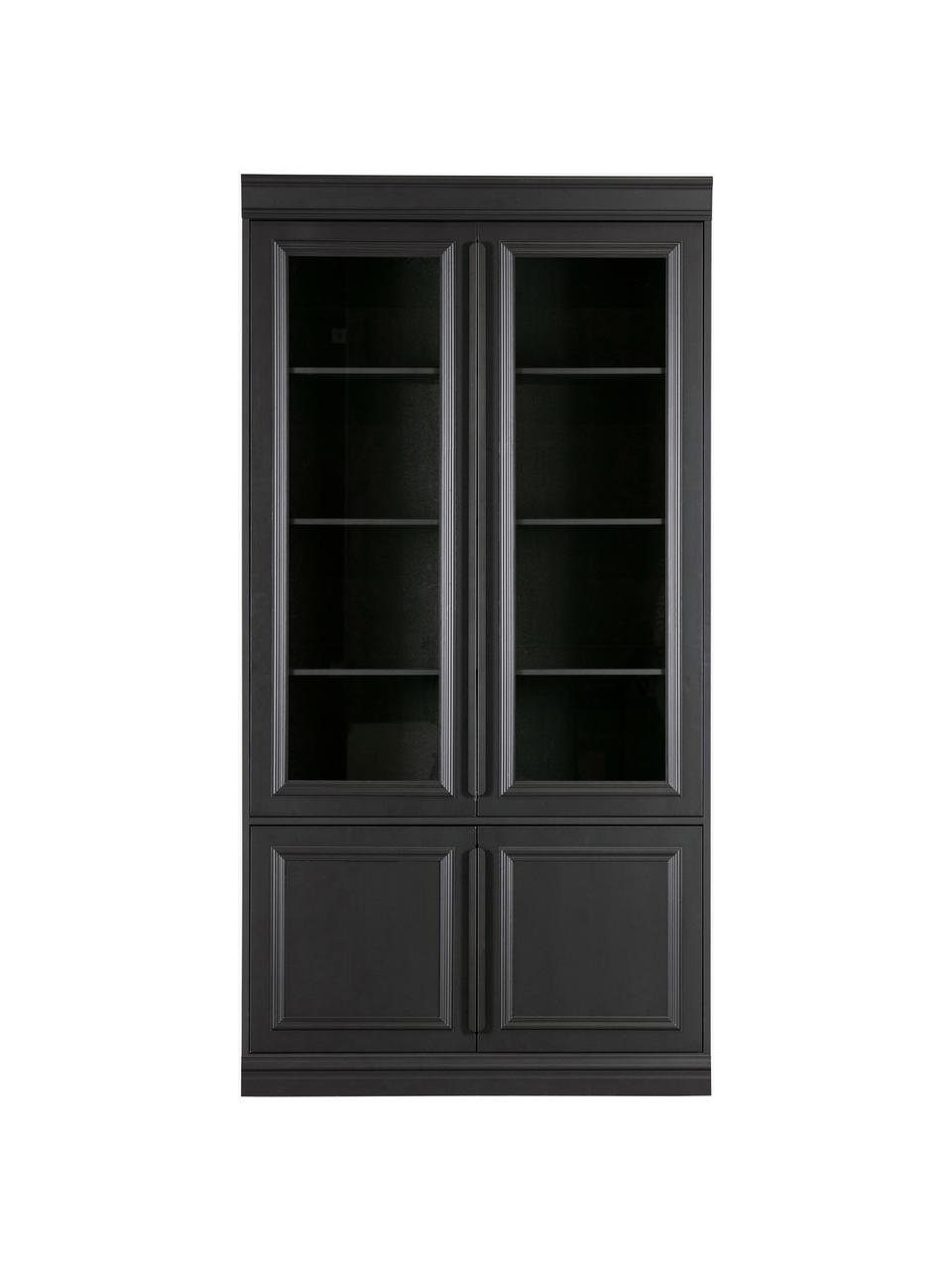 Vitrine Organize aus Kiefernholz, Schwarz, B 110 x H 215 cm