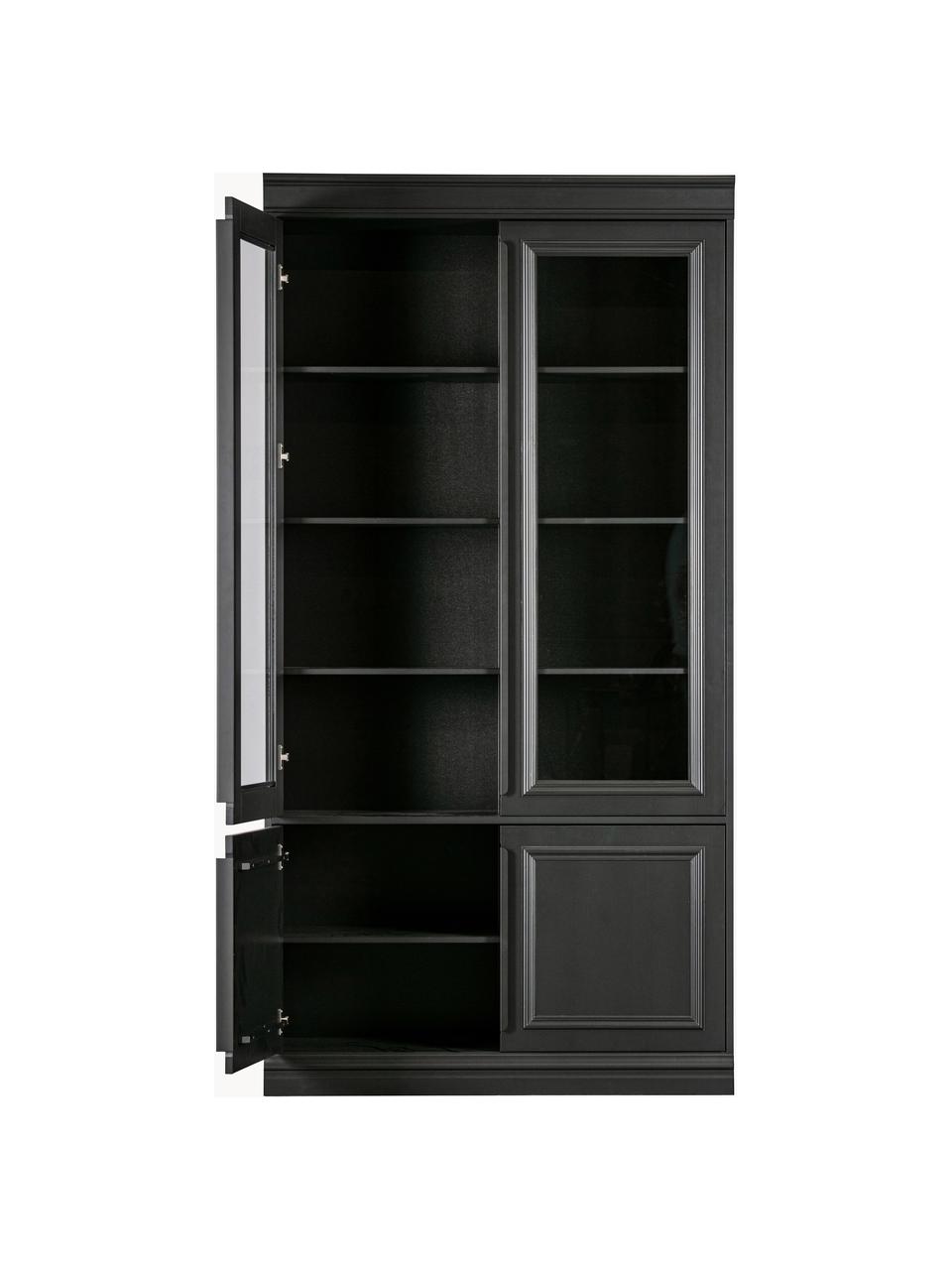 Vitrine Organize aus Kiefernholz, Schwarz, B 110 x H 215 cm