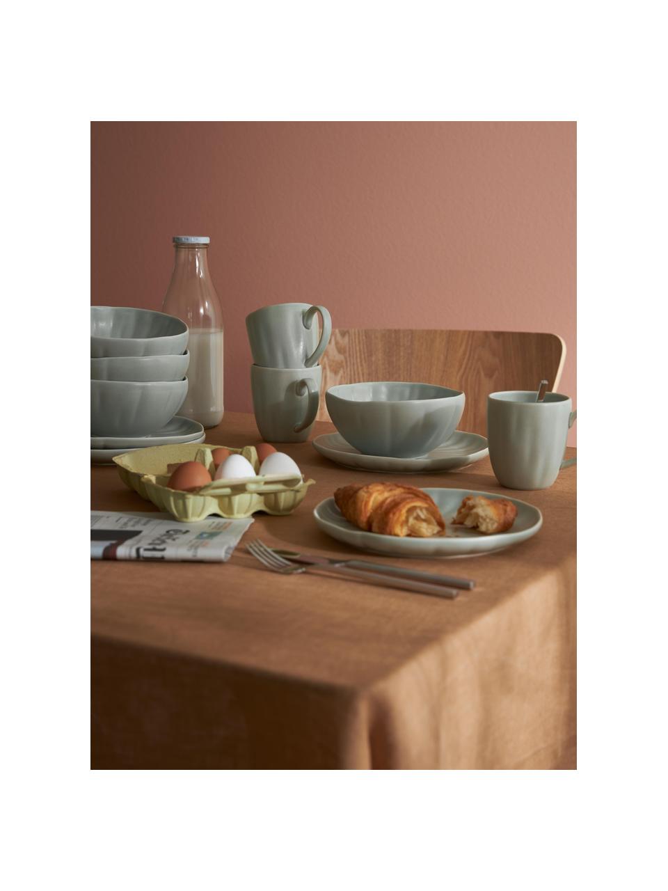 Set de desayuno mate con relieves Sali, 4 comensales (12 pzas.), Porcelana, Gris claro, 4 comensales (12 pzas.)