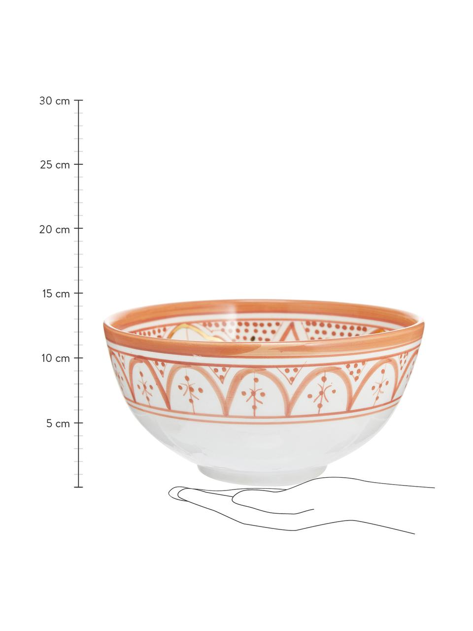 Saladier marocaine en céramique fait main détails dorés Beldi, Ø 25 cm, Céramique, Orange, couleur crème, or, Ø 25 x haut. 12 cm