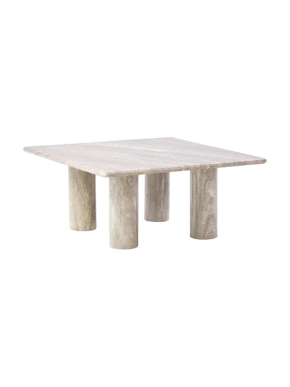 Mramorový konferenčný stolík Mabel, Mramor, Biela mramorovaná, Š 80 x H 80 cm