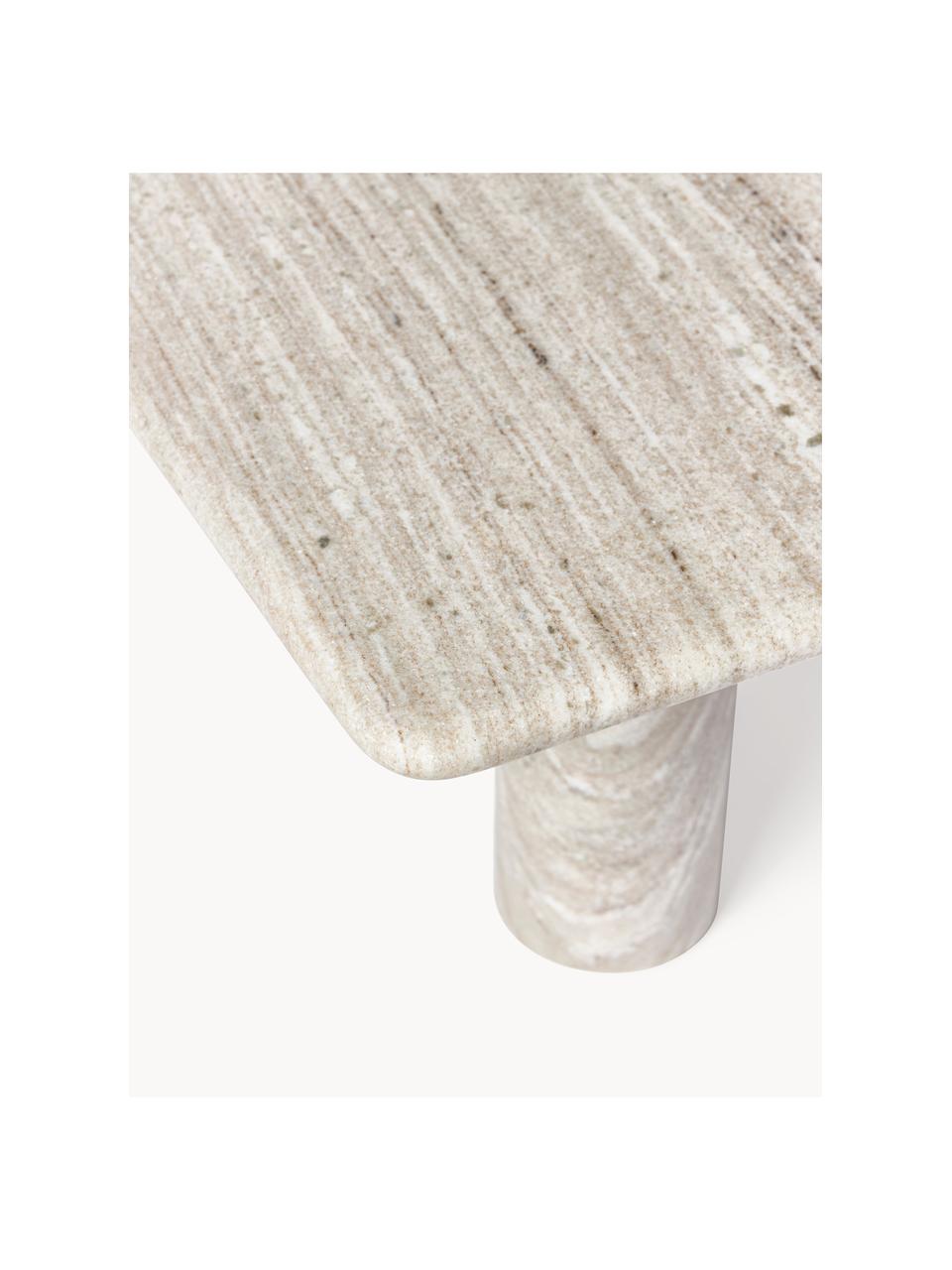 Marmor-Couchtisch Mabel, Marmor, Greige, marmoriert, B 80 x T 80 cm