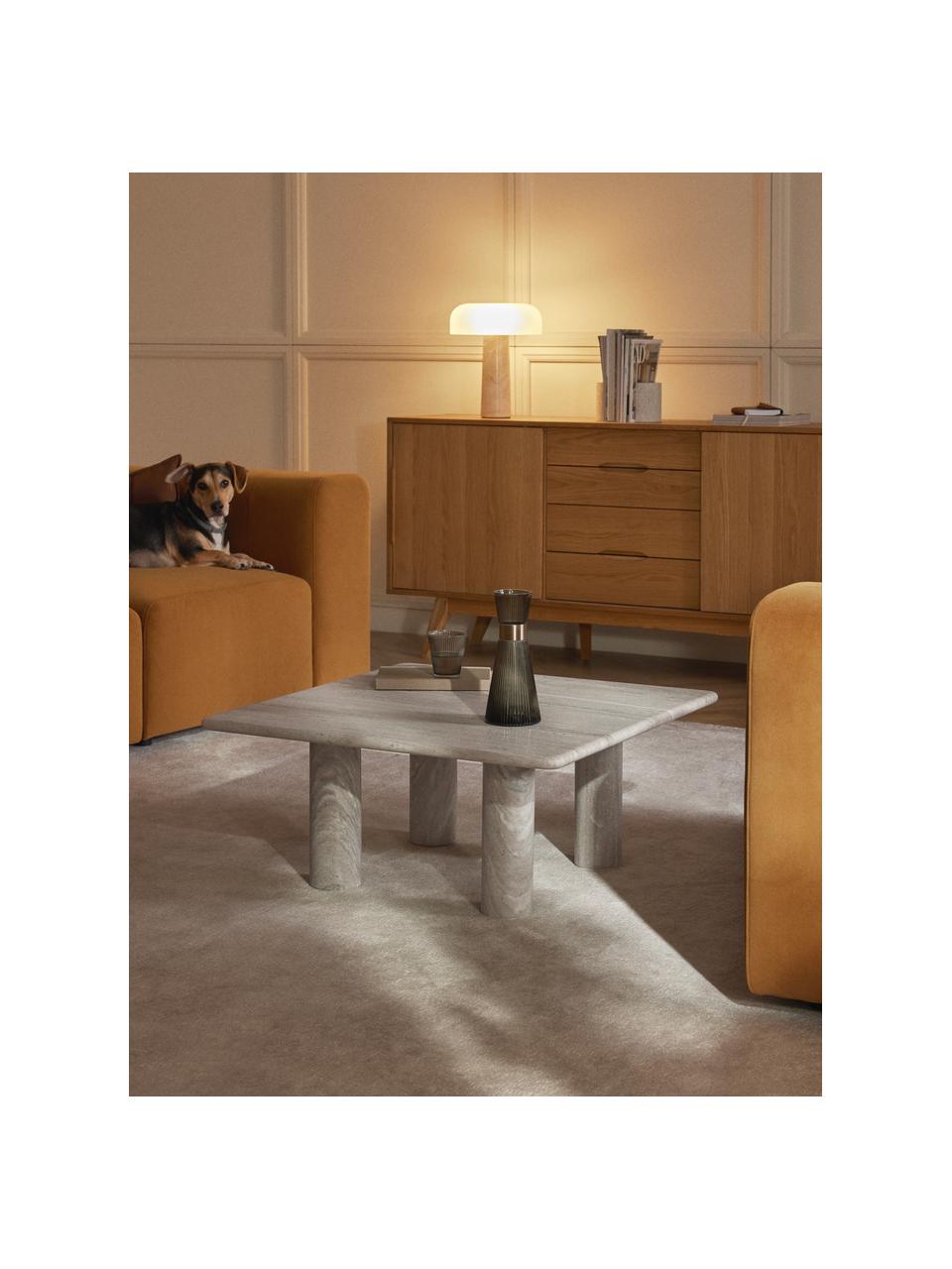 Marmor-Couchtisch Mabel, Marmor, Greige, marmoriert, B 80 x T 80 cm