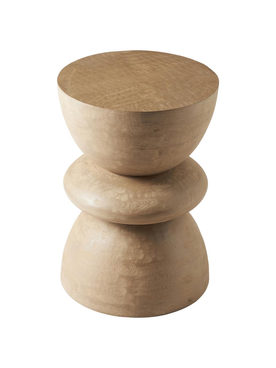 Table d'appoint ronde bois de manguier Benno, Manguier massif, laqué, Bois de manguier clair laqué, Ø 35 x haut. 50 cm