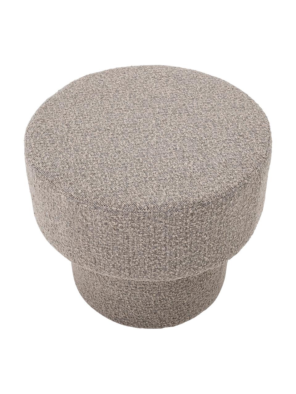 Bouclé taburet Raymon, Bouclé šedohnědá, Ø 50 cm, V 44 cm