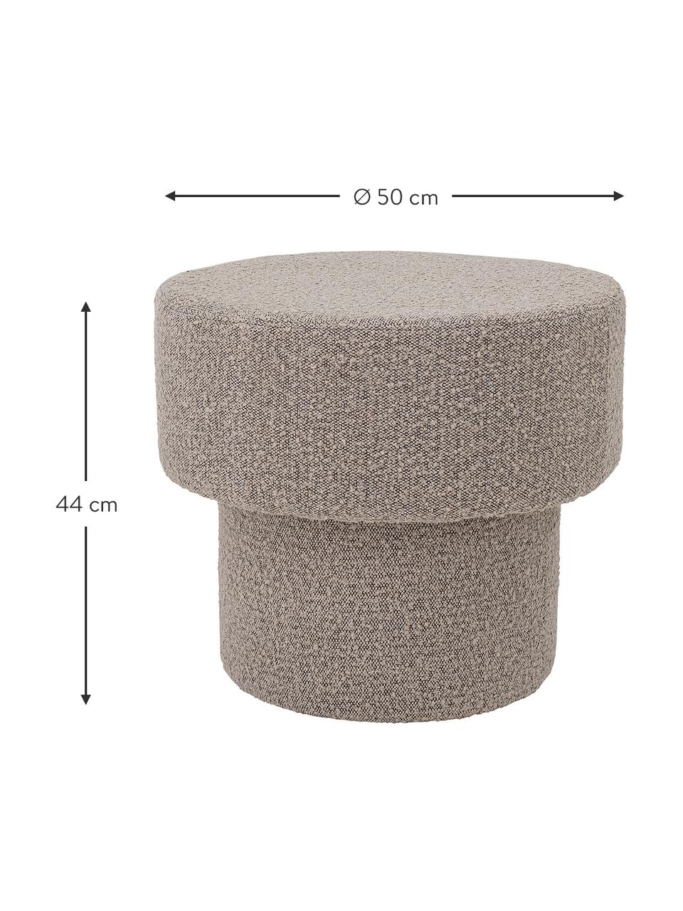 Tabouret tissu bouclé brun Raymon, Gris-brun bouclé, Ø 50 x haut. 44 cm