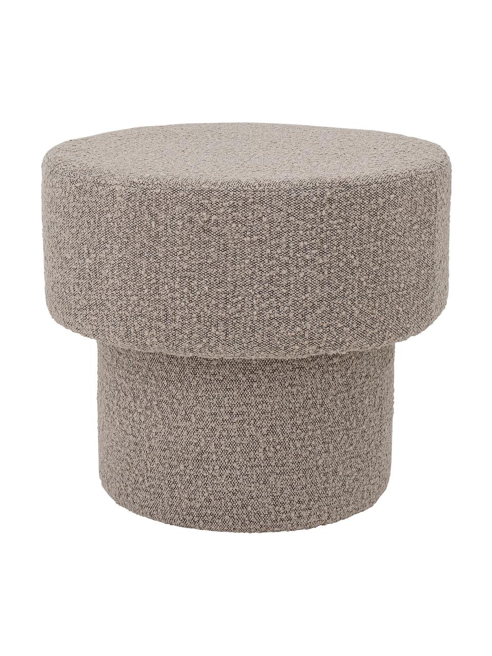 Taburete en tejido bouclé Raymon, Tapizado: poliéster, Estructura: madera contrachapada, Bouclé gris topo, Ø 50 x Al 44 cm