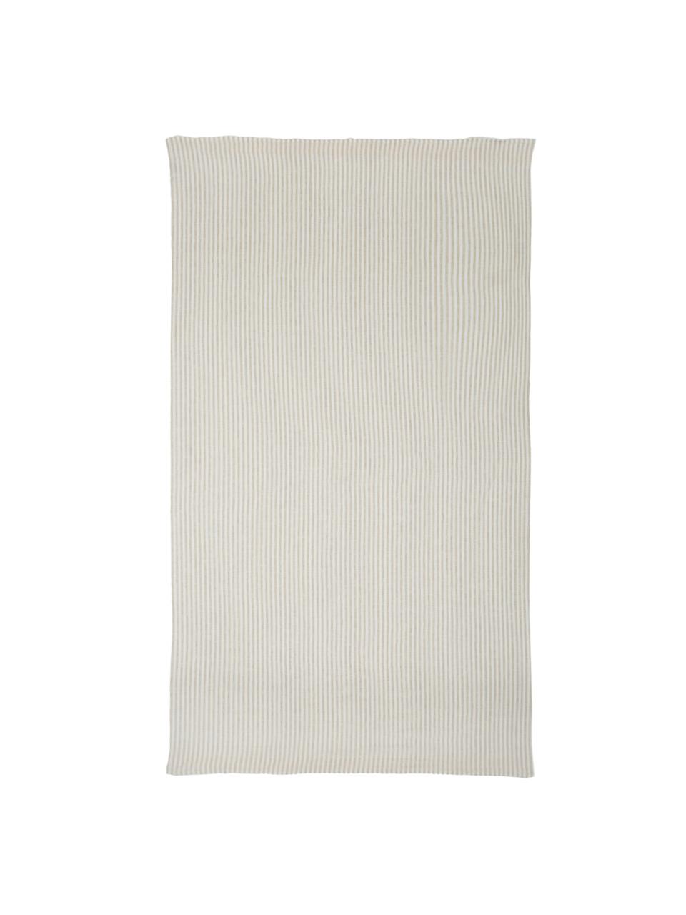 Linnen tafellaken Solami, Linnen, Beige, wit, Voor 6 - 8 personen (B 150 x L 250 cm)