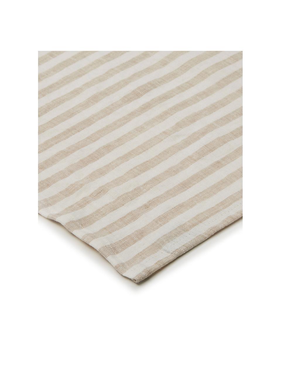 Mantel de lino Solami, Lino, Beige, blanco, De 6 a 8 comensales (An 150 x L 250 cm)