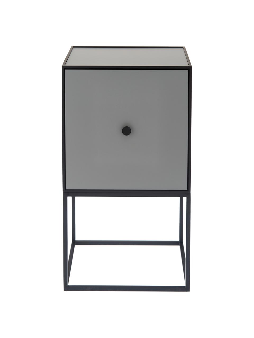Table de chevet design Frame, Structure et cadre : noir Corps : gris foncé, larg. 35 x haut. 63 cm