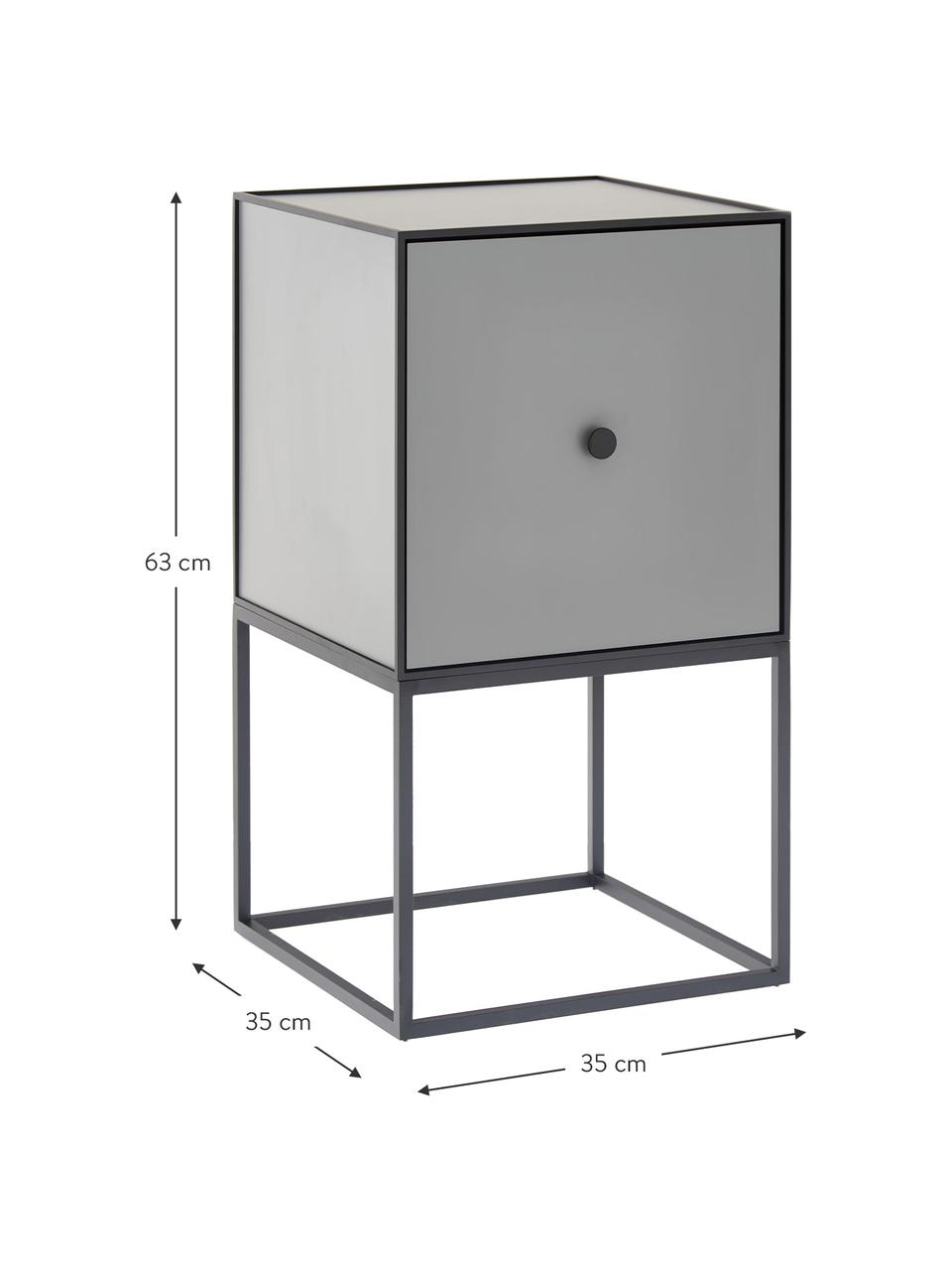 Table de chevet design Frame, Structure et cadre : noir Corps : gris foncé, larg. 35 x haut. 63 cm