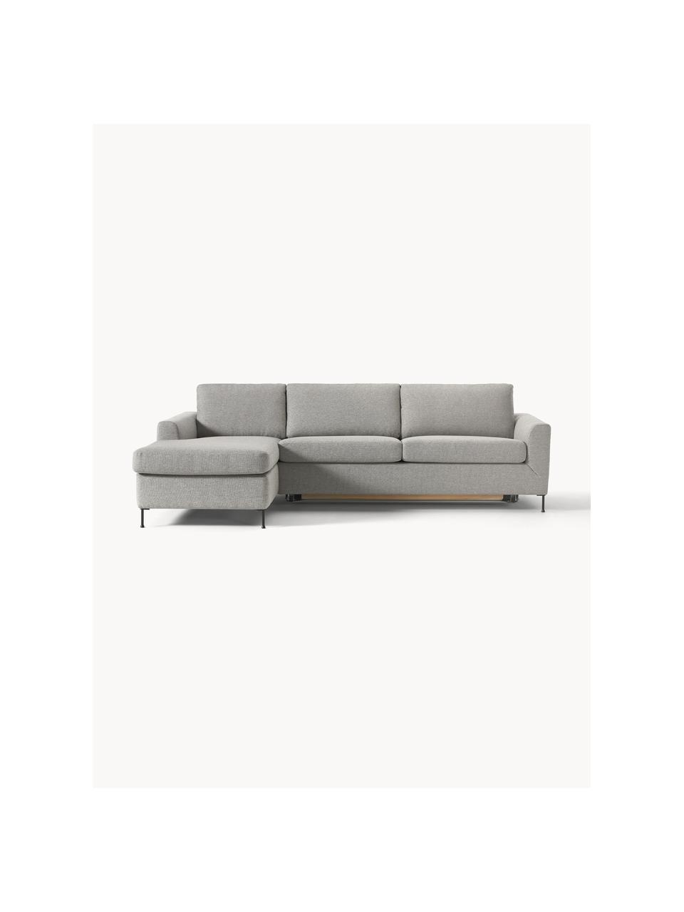 Schlafsofa Cucita (3-Sitzer) mit Matratze, Bezug: Webstoff (100% Polyester), Gestell: Massives Kiefernholz, Füße: Metall, lackiert Dieses P, Webstoff Grau, B 274 x T 164 cm, Eckteil links