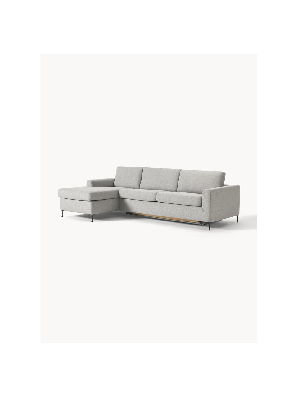 Schlafsofa Cucita (3-Sitzer) mit Matratze, Bezug: Webstoff (100% Polyester), Gestell: Massives Kiefernholz, Füße: Metall, lackiert Dieses P, Webstoff Grau, B 274 x T 164 cm, Eckteil links