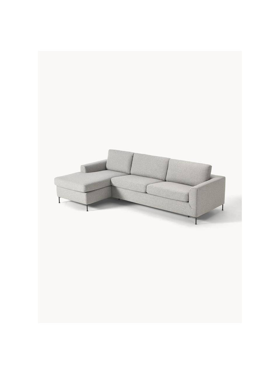 Divano letto 3 posti con materasso Cucita, Rivestimento: tessuto (poliestere) Con , Struttura: legno di pino massiccio, Piedini: metallo laccato Questo pr, Tessuto grigio, Larg. 274 x Prof. 164 cm, chaise-longue a sinistra