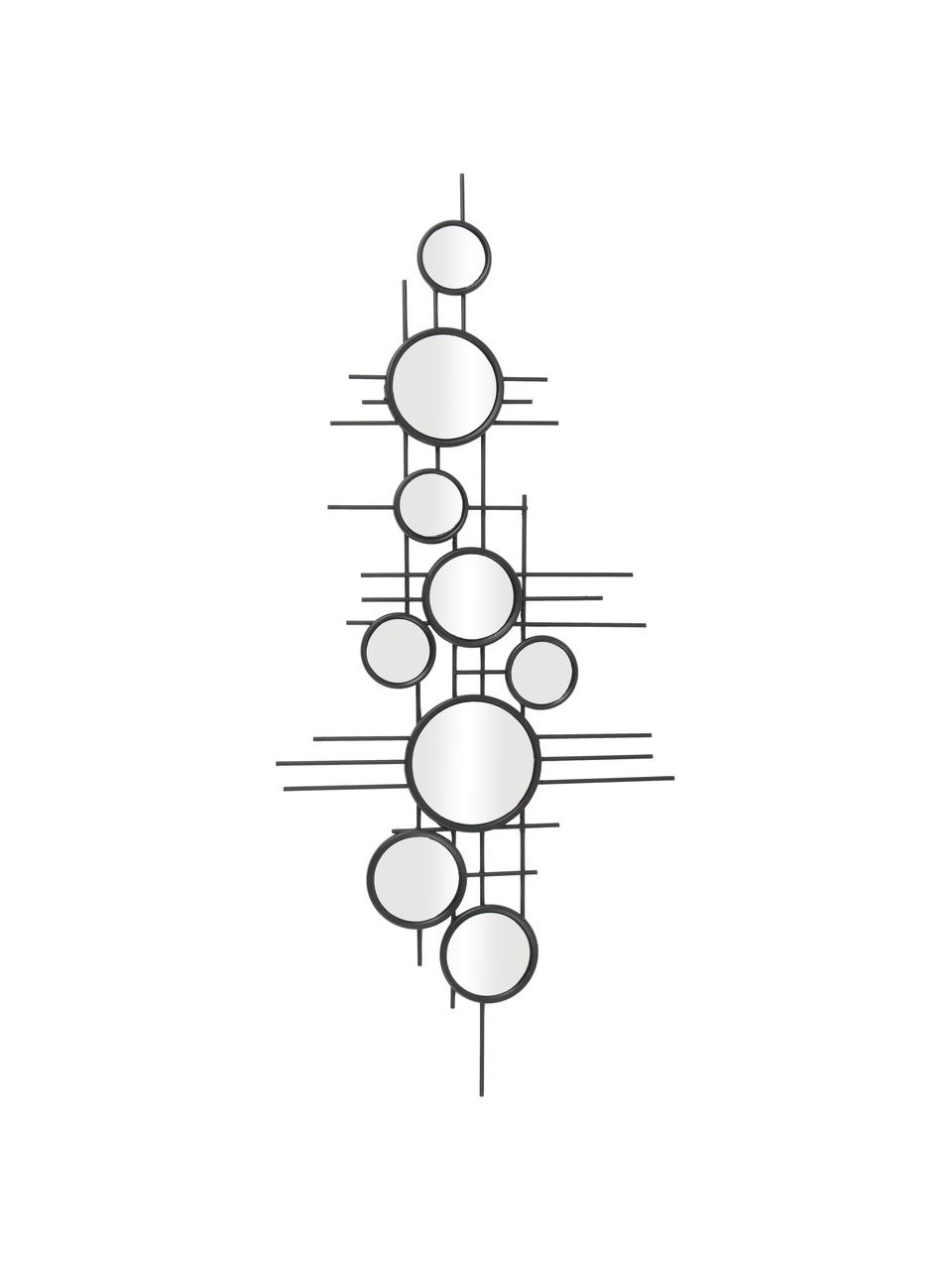 Deko-Wandspiegel Grid mit schwarzem Metallrahmen, Rahmen: Metall, beschichtet, Spiegelfläche: Spiegelglas, Schwarz, B 98 x H 43 cm