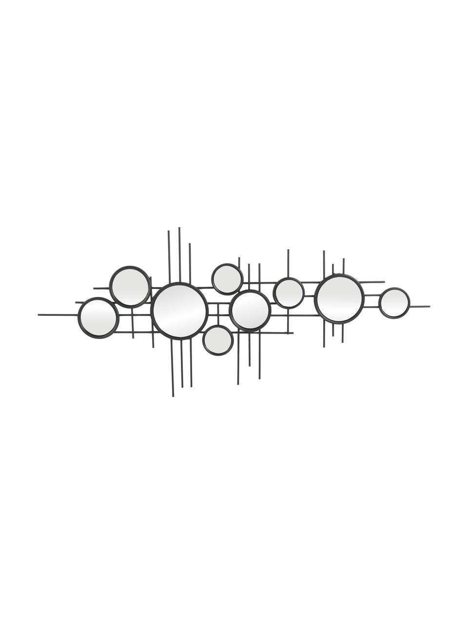 Decoratieve wandspiegel Grid met zwart metalen frame, Lijst: gecoat metaal, Zwart, B 98 x H 43 cm