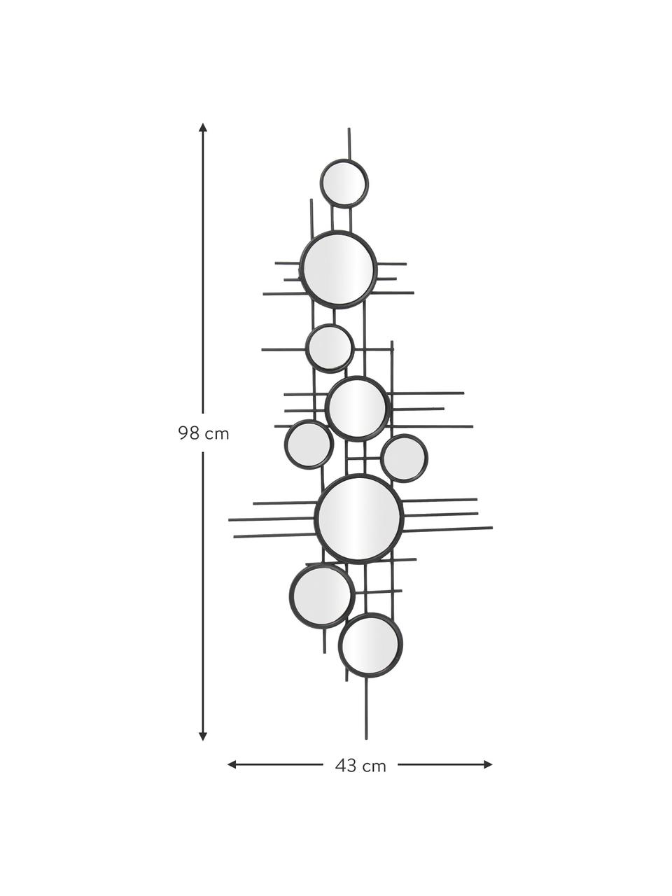 Espejo de pared decorativo de metal Grid, Espejo: cristal, Negro, An 98 x Al 43 cm