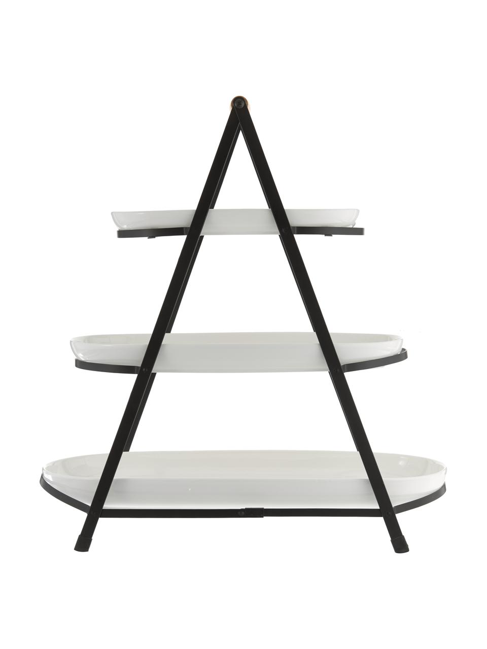 Etażerka  ze zdejmowanymi półmiskami z porcelany Tower, Stelaż: metal, Biały, czarny, S 50 x W 55 cm