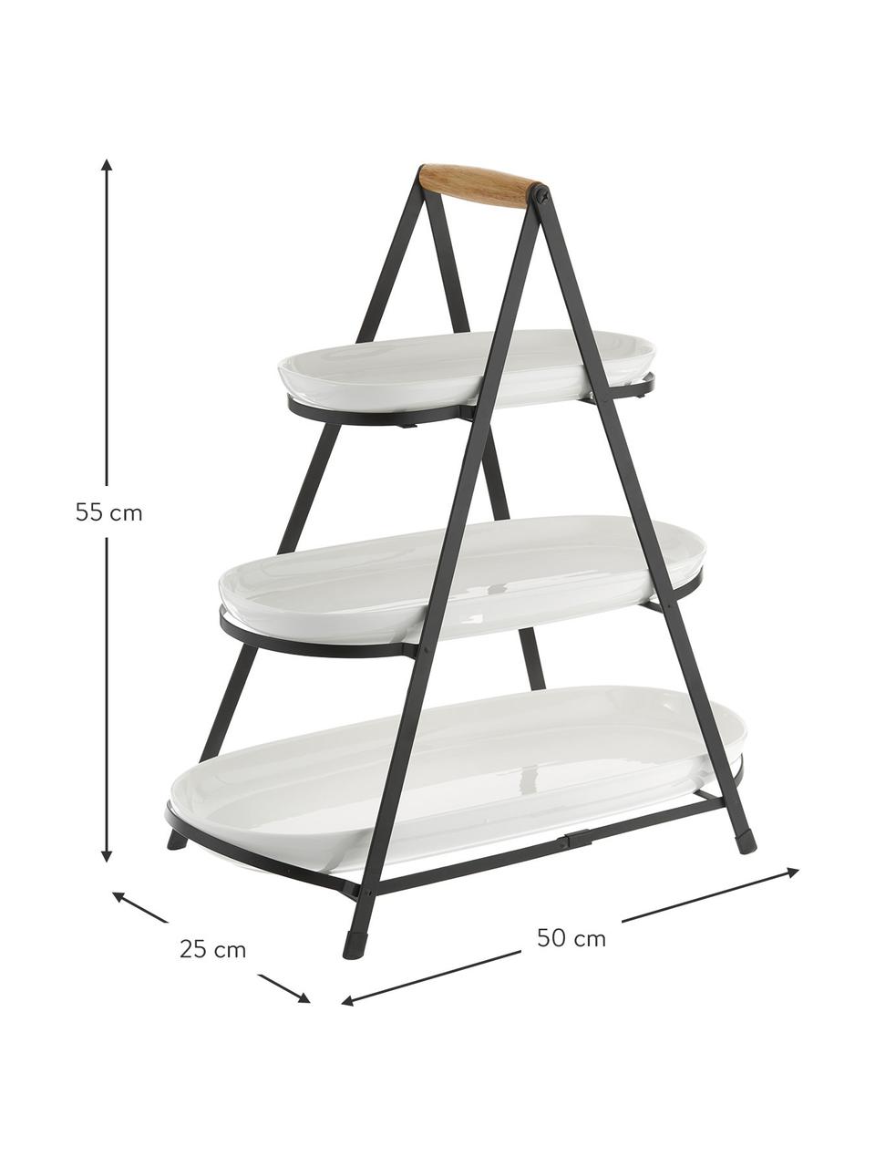 Etažérka s odnímateľnými poschodiami Tower, Biela, čierna, Š 50 x V 55 cm