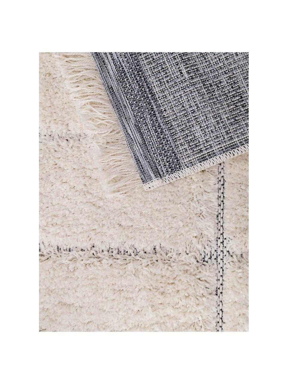 Tapis moelleux crème Maze, 100 % polypropylène, Blanc crème, bleu, larg. 150 x long. 230 cm (taille M)