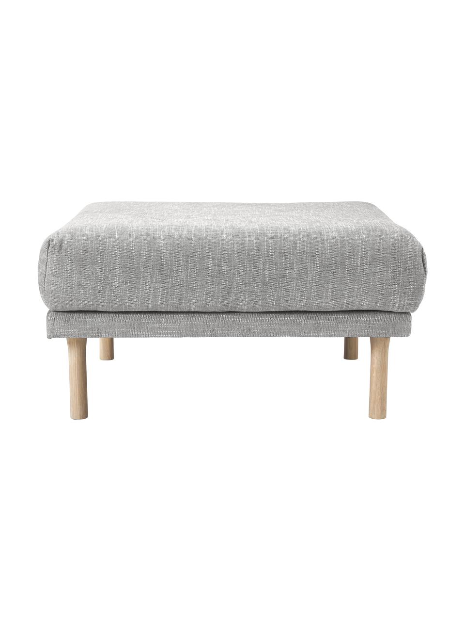 Poggiapiedi divano Adrian, Rivestimento: 47% viscosa, 23% cotone, , Struttura: compensato, Piedini: legno di quercia oliato, Tessuto grigio chiaro, Larg. 90 x Alt. 45 cm