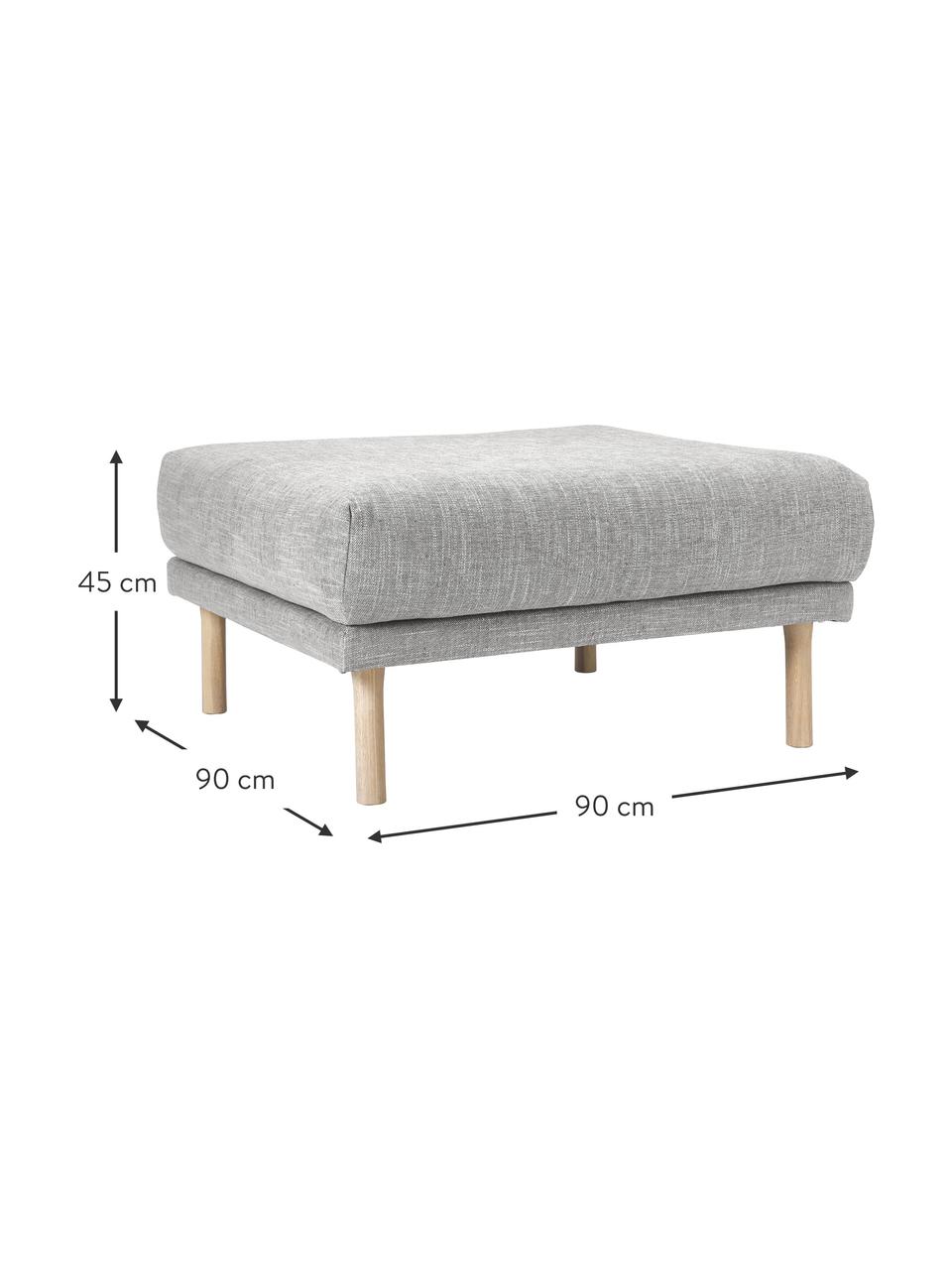 Poggiapiedi divano Adrian, Rivestimento: 47% viscosa, 23% cotone, , Struttura: compensato, Piedini: legno di quercia oliato, Tessuto grigio chiaro, Larg. 90 x Alt. 45 cm