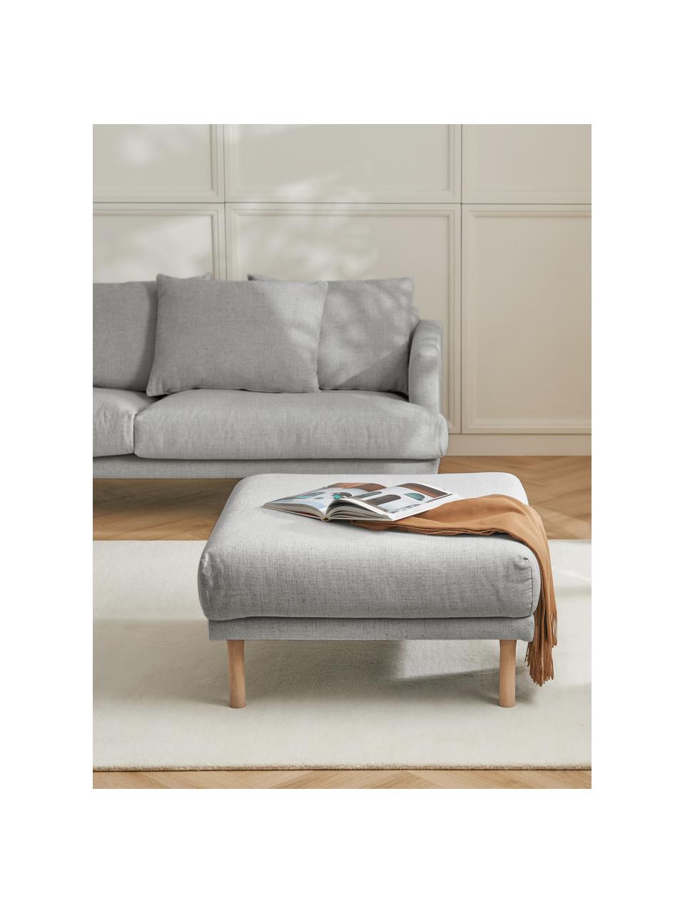 Sofa-Hocker Adrian, Bezug: 47 % Viskose, 23 % Baumwo, Gestell: Sperrholz, Füße: Eichenholz, geölt, Webstoff Hellgrau, B 90 x H 45 cm