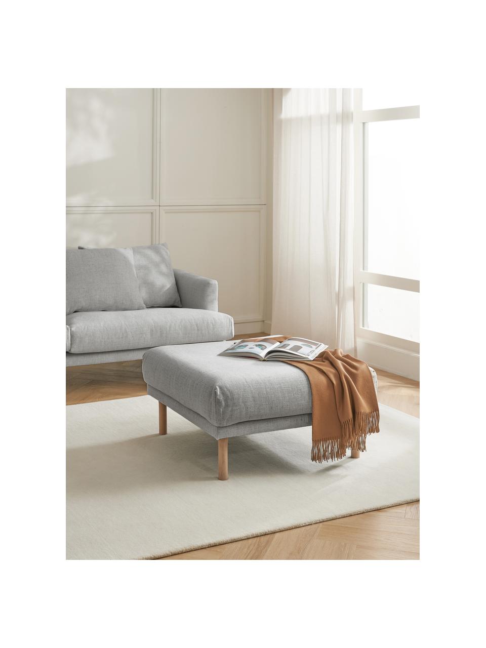 Sofa-Hocker Adrian, Bezug: 47 % Viskose, 23 % Baumwo, Gestell: Sperrholz, Füße: Eichenholz, geölt, Webstoff Hellgrau, B 90 x H 45 cm