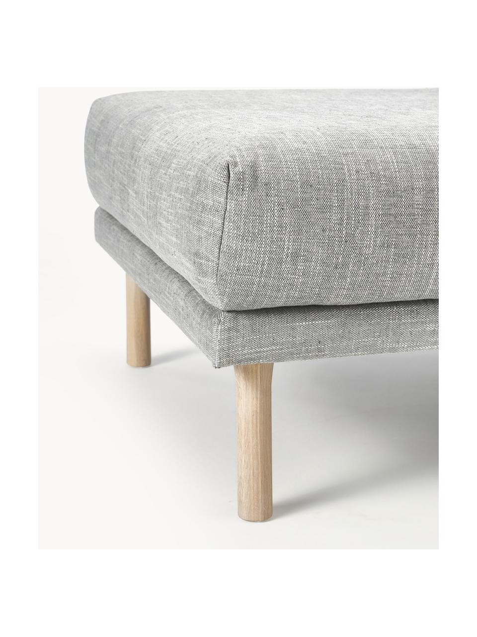 Reposapiés puf Adrian, Tapizado: 47% viscosa, 23% algodón,, Estructura: madera contrachapada, Patas: madera de roble barnizada, Tejido gris claro, An 90 x F 90 cm