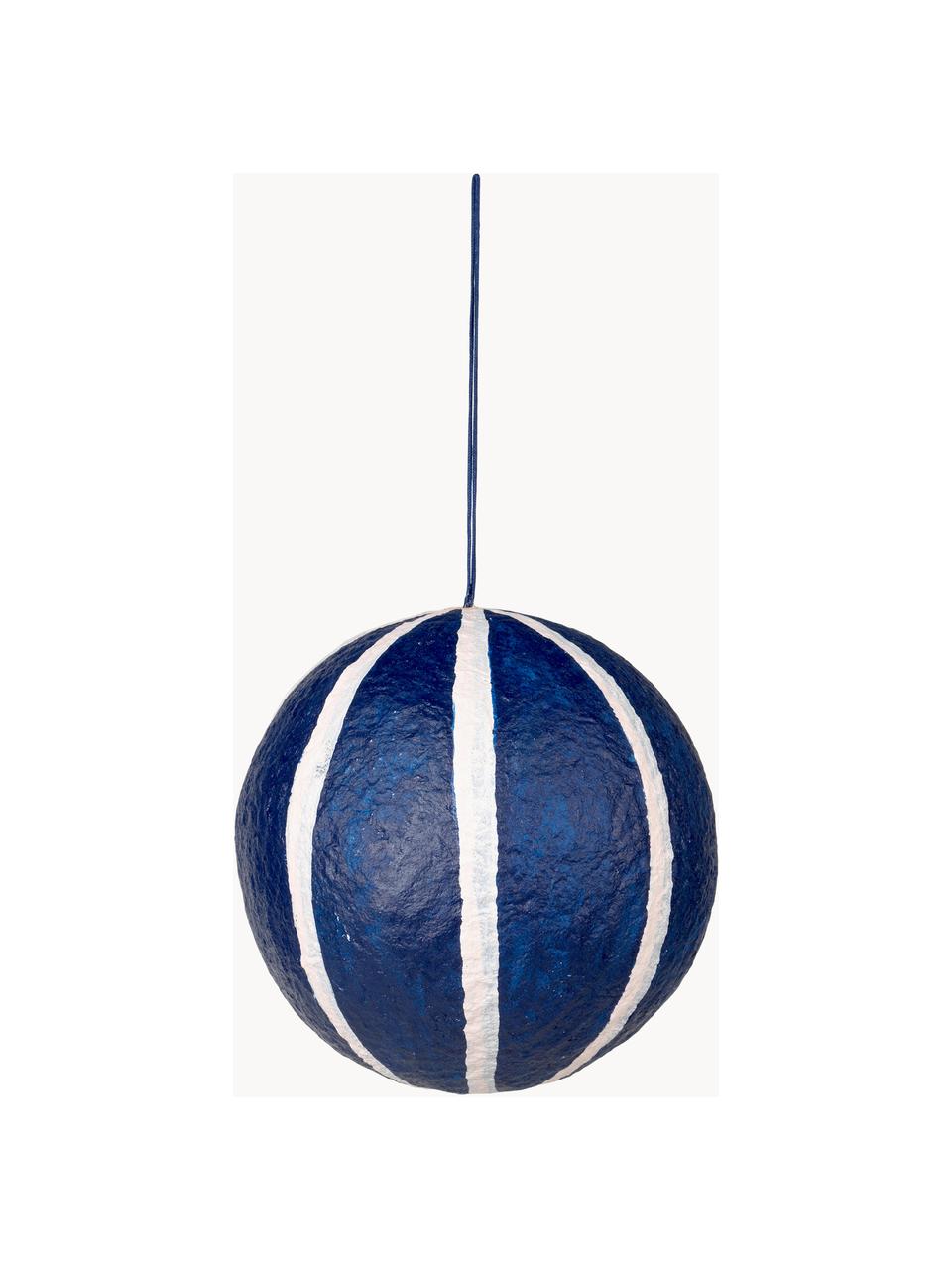 Palline di Natale Sphere, Ø 12 cm, 3 pz, Polpa di cotone, Bianco, blu scuro, Ø 12 cm