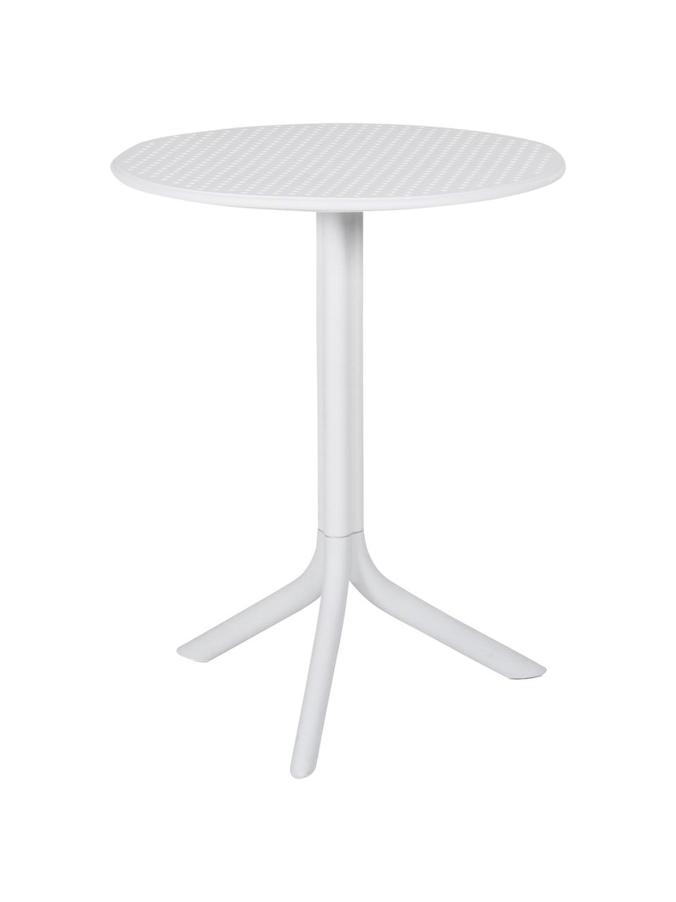 Mesa auxiliar redonda Step, ajustable en altura, Plástico reforzado con fibra de vidrio, Blanco, Ø 60 x Al 75 cm