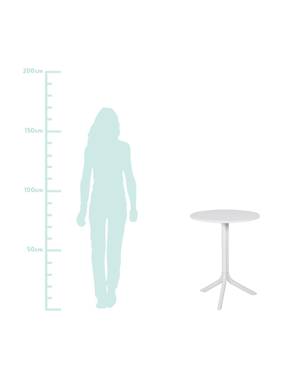 Tavolino rotondo regolabile in altezza Step, Plastica, fibra di vetro rinforzata, Bianco opaco, Ø 60 x Alt. 75 cm