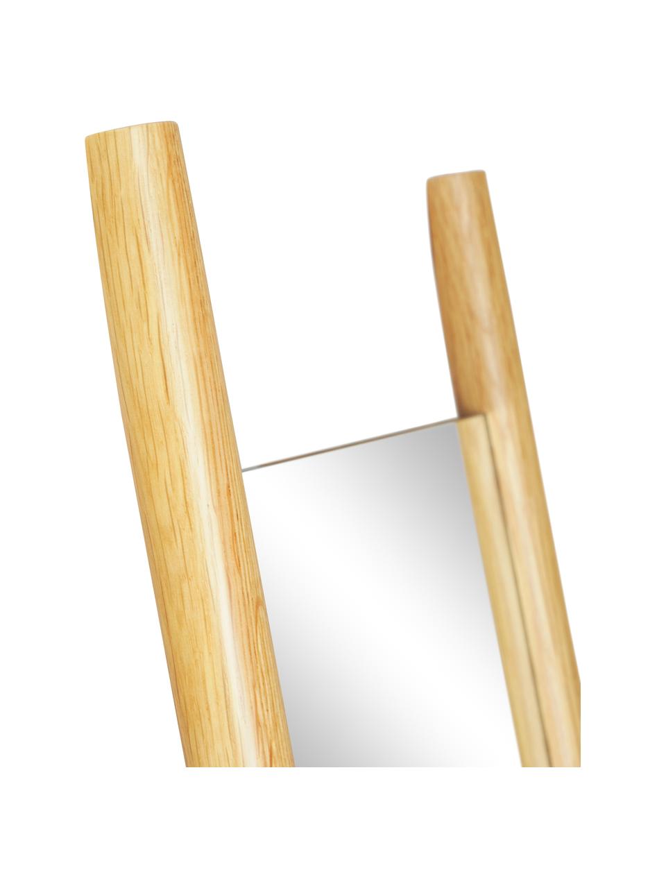 Eckiger Anlehnspiegel Elin mit Eichenholz-Streben, Rahmen: Eichenholz, Rückseite: Mitteldichte Holzfaserpla, Spiegelfläche: Spiegelglas, Eichenholz, B 45 cm, H 170 cm